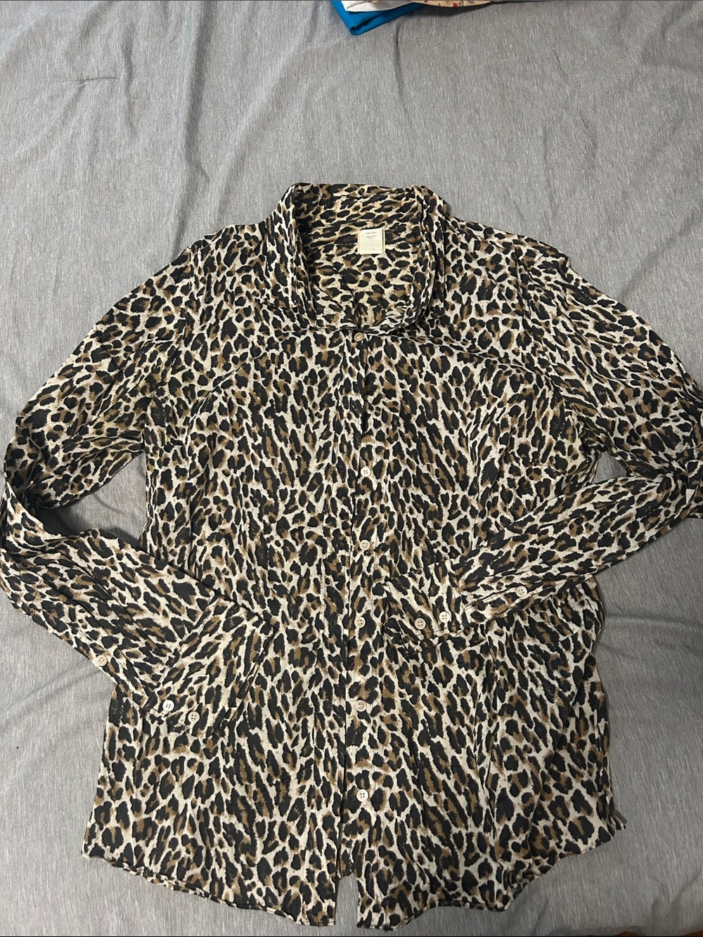 J. Crew Men's Leopard Print Button-Down Shirt - Black & Brown & Cream